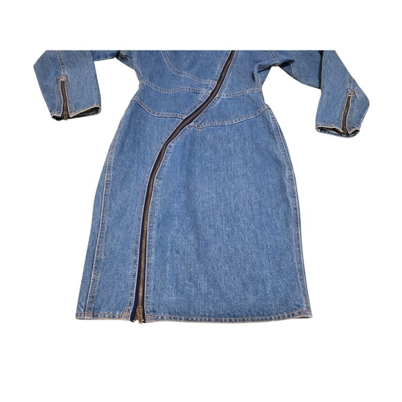 1980s Vintage Denim Zip Front Dress by Santana Size 6 Motorcycle - Picture 6 of 11